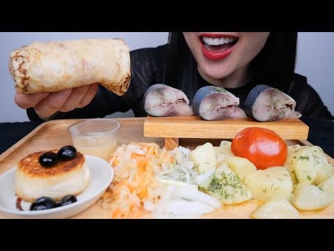SALTED MACKEREL + BOILED POTATOES + PICKLES + DESSERT (ASMR EATING SOUNDS) NO TALKING | SAS-ASMR