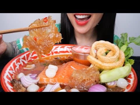 MARINATED SALMON + JELLY FISH (ASMR EATING SOUNDS) NO TALKING | SAS-ASMR