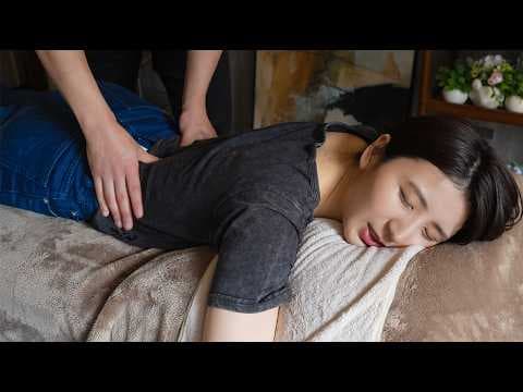 A casual massage while chatting after filming.